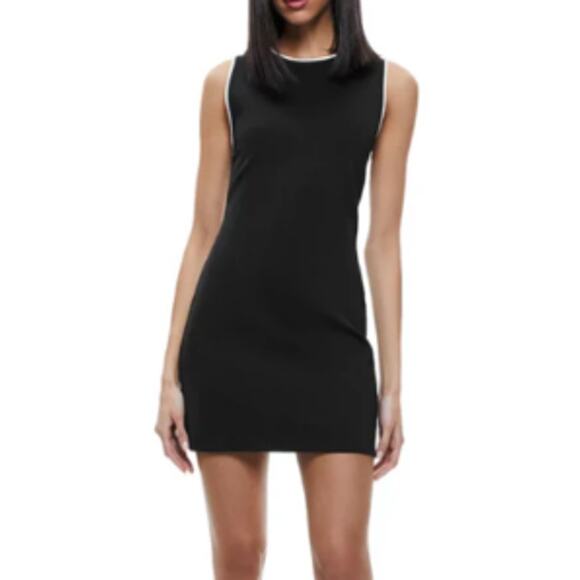 ALICE + OLIVIA WOMENS 8 EDRIS SLEEVELESS MINI DRESS BLACK COCKTAIL PARTY NEW - Picture 1 of 15